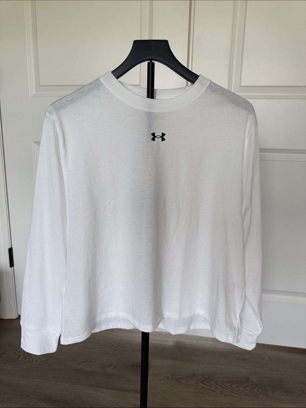 Under Armour White Long Sleeve Shirt with Black Logo